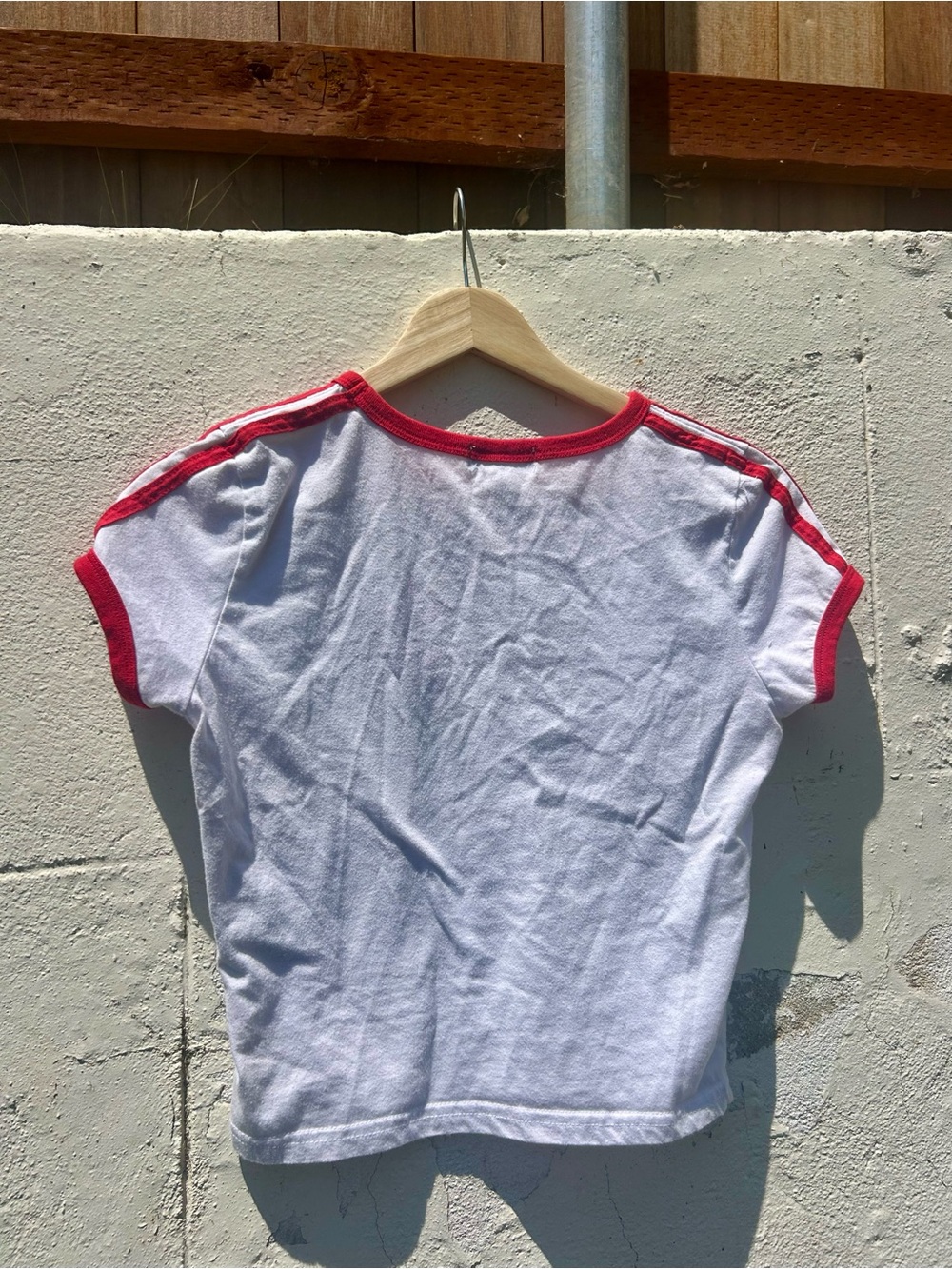 White & Red Ringer Tee with '01' Patch - Picture 3 of 5